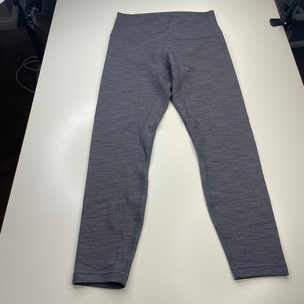 Lululemon High Rise Leggings Heathered Grey Space Dye Textured Size 8 25 Inseam